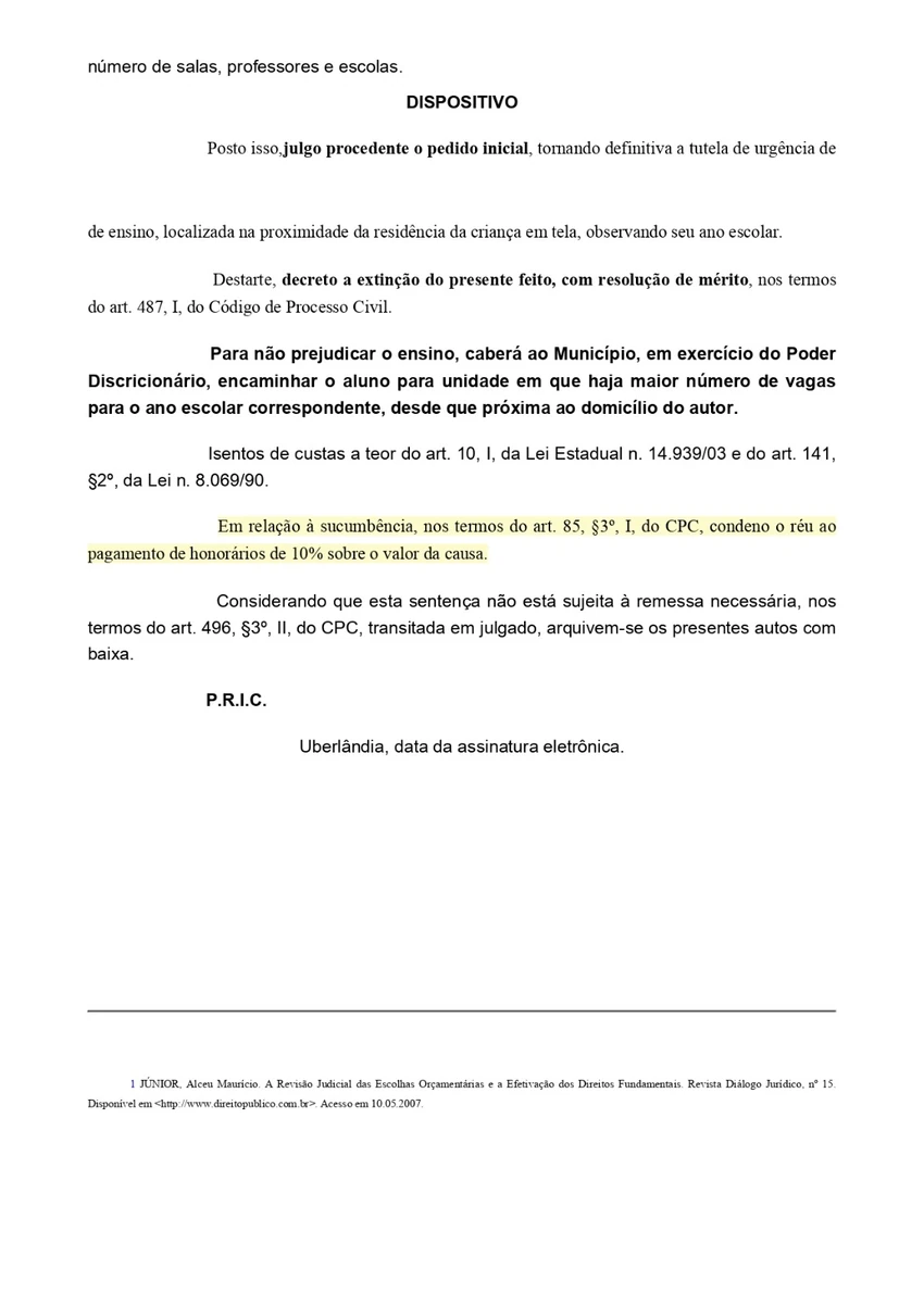 Decisão judicial favorável anonimizada do estado de Minas Gerais